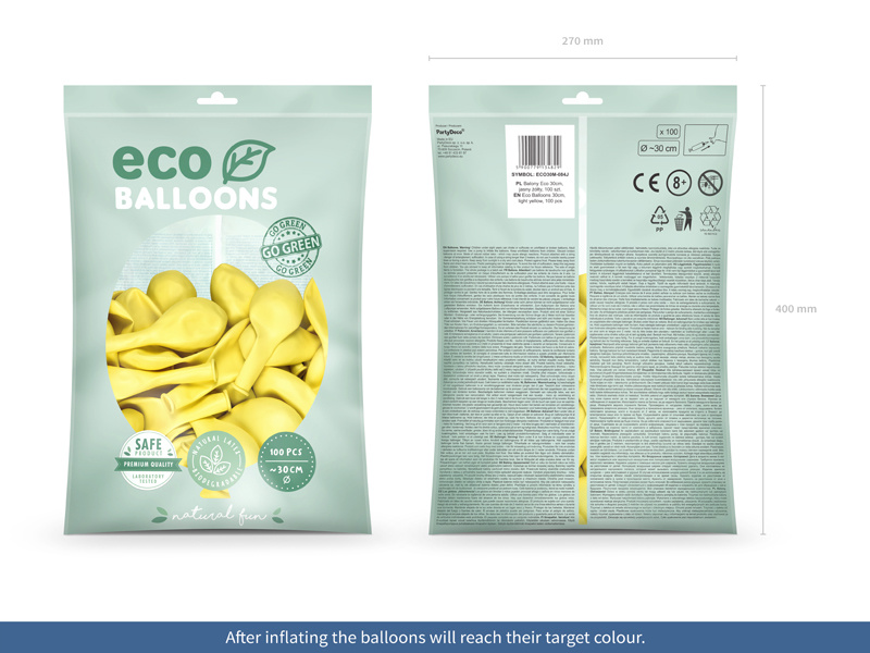 Balony Eco metalizowane jasny żółty – detale produktu