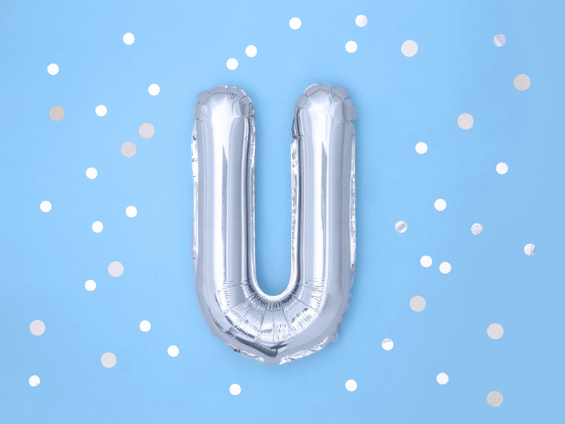 Balon foliowy litera U srebrny 35cm - zdjęcie 2
