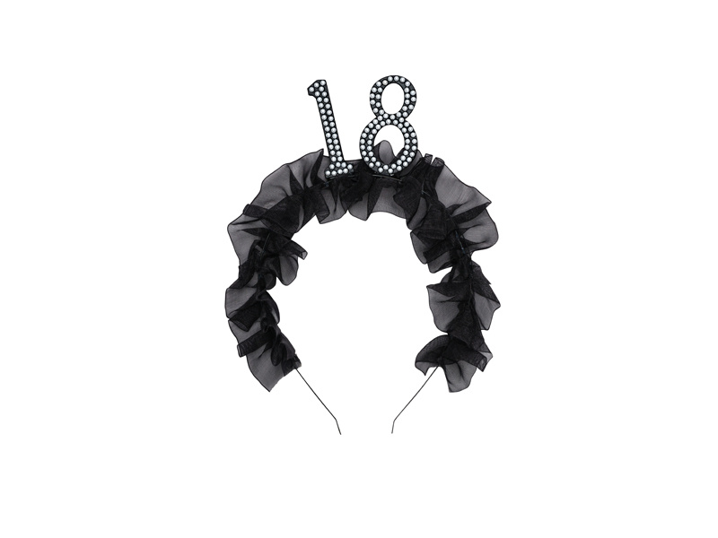 Opaska 18 z falbanką i perełkami - widok z przodu