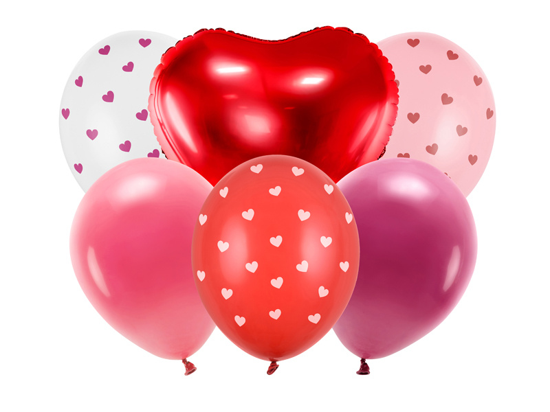 Zestaw balonów Be mine valentine, mix, 6 sztuk