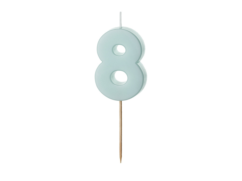 Świeczka urodzinowa cyferka 8 jasny niebieski 5,5 cm