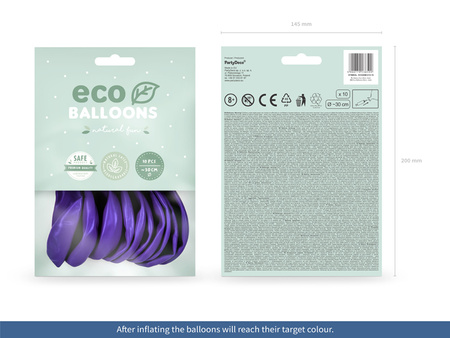 Balony Eco 26cm metalizowane, fiolet (1 op. / 10 szt.)