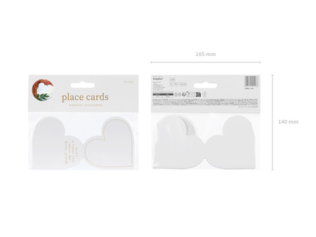 Wizytówki na stół Serca, 15.7x22 cm, biały (1 op. / 10 szt.)