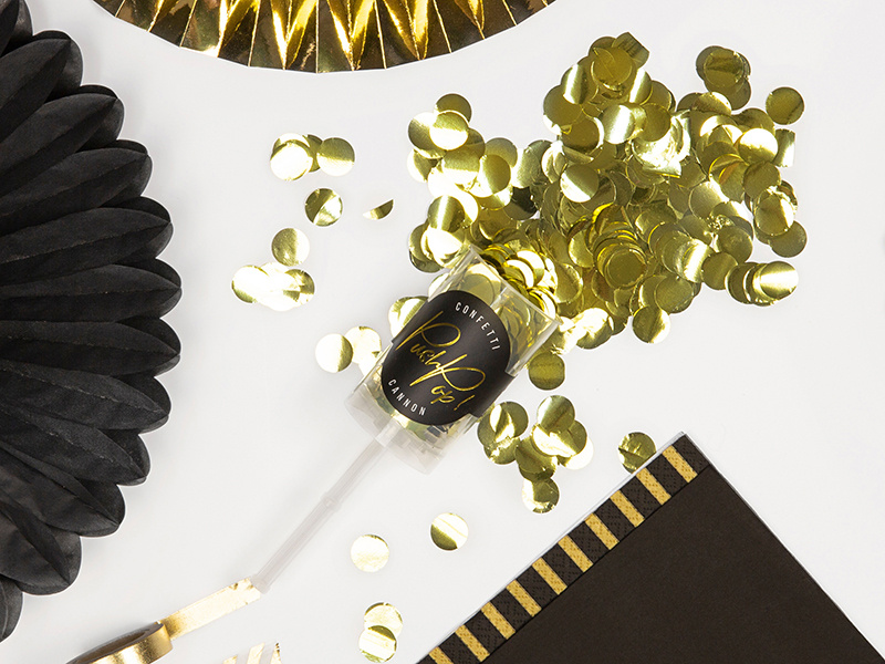 Push pop konfetti złoty - inspiracje dekoracyjne