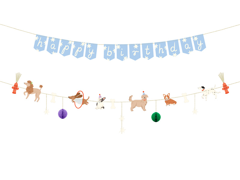 Baner Happy Birthday Pieski 210 cm mix