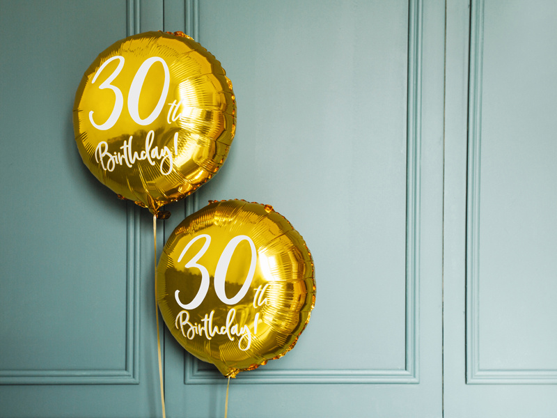 Balon foliowy 30th Birthday złoty - inspiracja dekoracyjna
