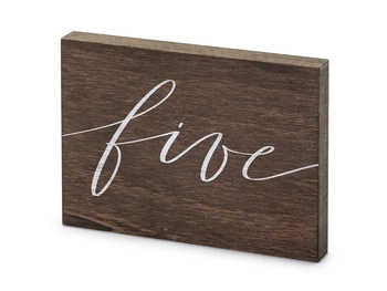 Drewniany numer na stół ''Five'', 2x18x12.5 cm