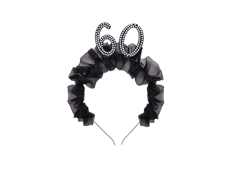 Opaska 60 z falbanką i perełkami - zdjęcie 1