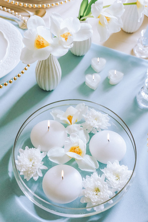 Świeca pływająca matowa, biały, 8 cm (1 op. / 4 szt.)