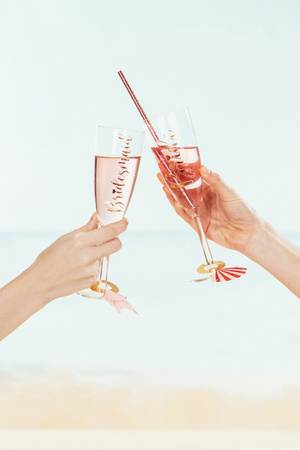 Naklejki na kieliszki ''Bride & Bridesmaid'', różowe złoto (1 op. / 6 szt.)