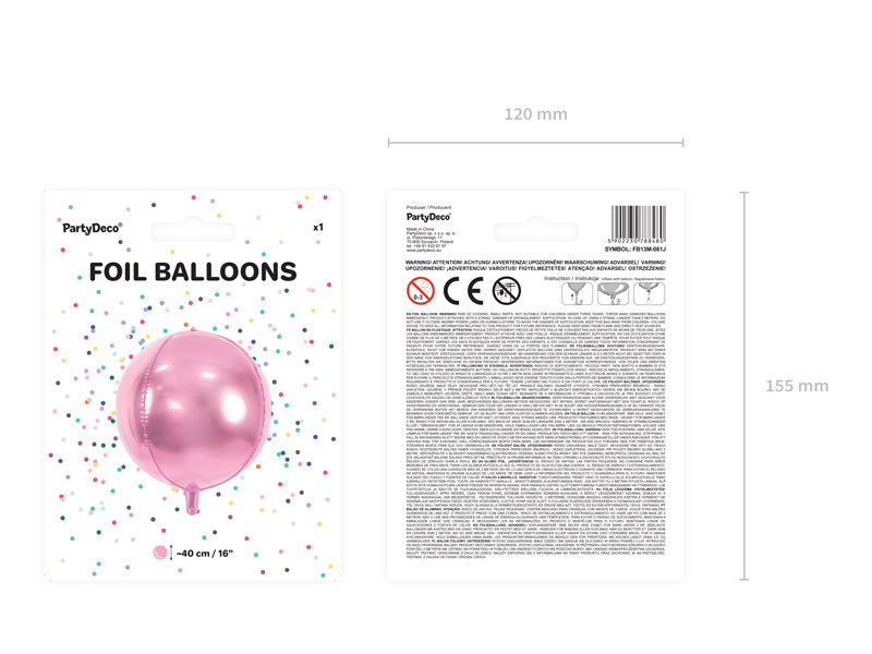 Balon foliowy kula jasnoróżowy 40cm - inspiracja dekoracyjna