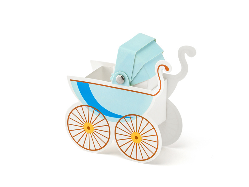 Pudełeczka Wózeczek błękit - detale wykonania