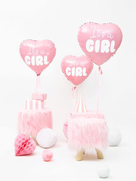 Balon foliowy Serce It's a girl 45cm jasny różowy - zdjęcie 4
