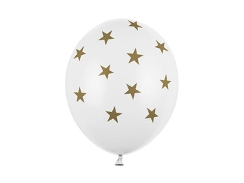 Balony 30cm, Gwiazdki, Pastel Pure White (1 op. / 50 szt.)