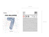 Balon foliowy Cyfra ''7'', 35cm, holograficzny