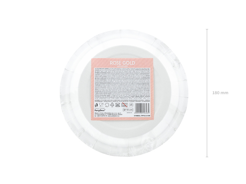 Opakowanie talerzyków różowe złoto 18cm