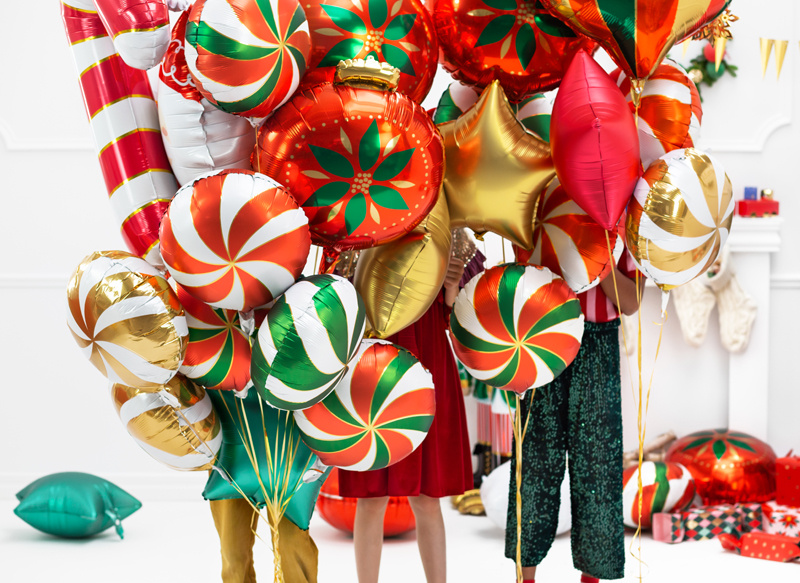 Złoty balon foliowy cukierek – detale