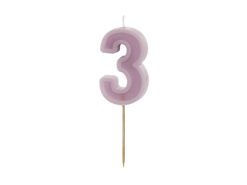 Świeczka urodzinowa Cyferka 3 fiolet 6 cm - zdjęcie 1