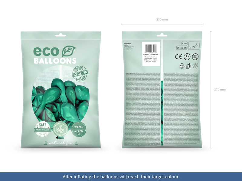 Balony Eco 26cm metalizowane ciemna mięta - detal produktu