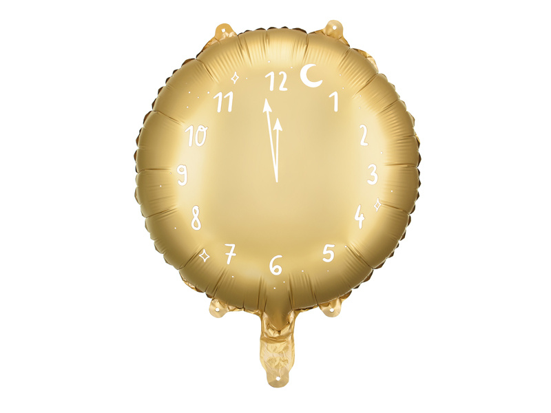 Balon foliowy Zegar 45 cm złoty przód