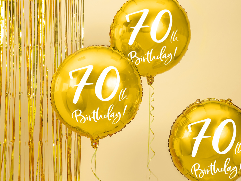 Balon foliowy 70th Birthday złoty – detale
