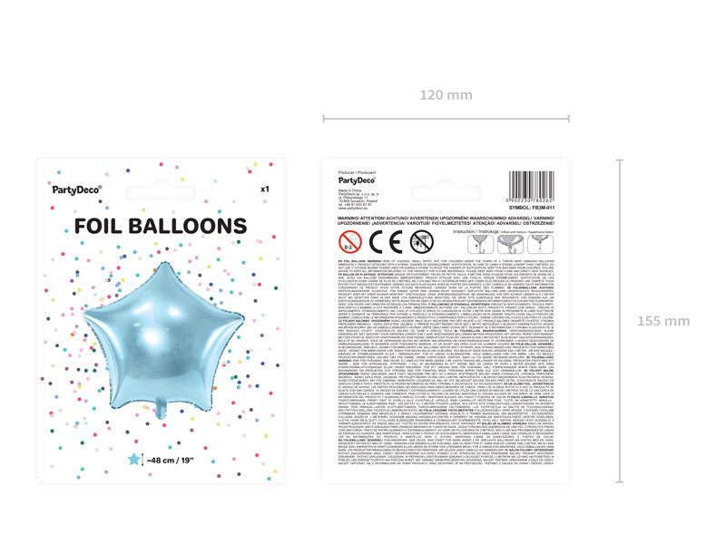 Balon foliowy Gwiazdka 48cm błękitny – szczegóły powierzchni