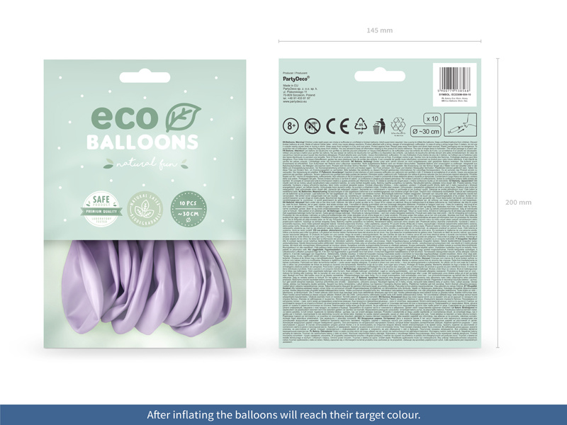 Balony Eco 30cm metalizowane liliowy zbliżenie