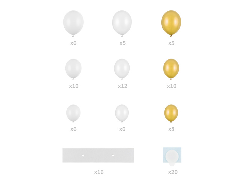 Zbliżenie na balony i elementy kartonowe girlandy
