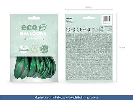 Balony Eco 26cm metalizowane, zielony (1 op. / 10 szt.)