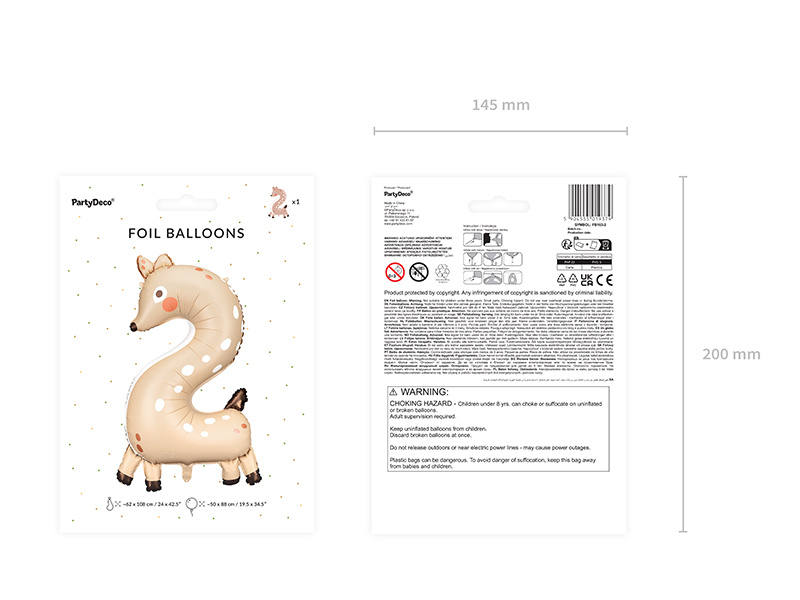 Balon foliowy Cyfra 2 Sarenka - detal