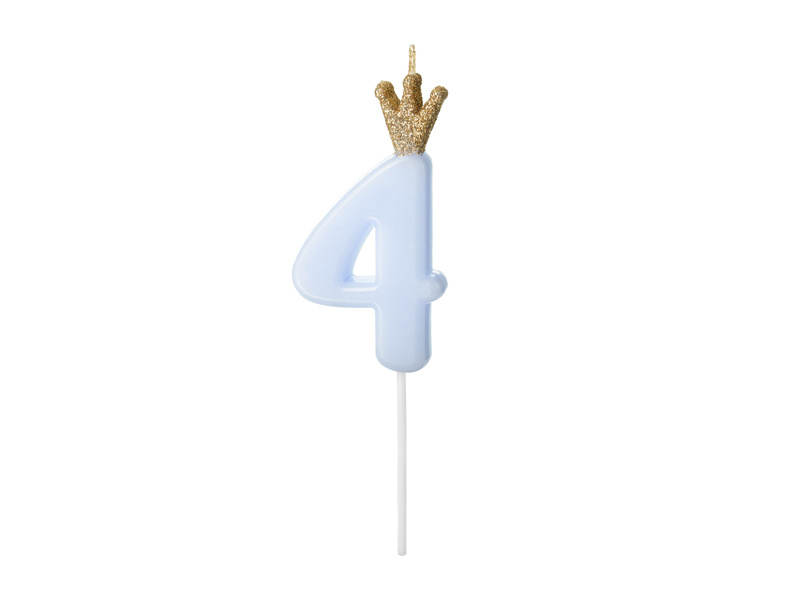 Świeczka urodzinowa cyferka 4 jasny niebieski 9.5cm - zdjęcie 1
