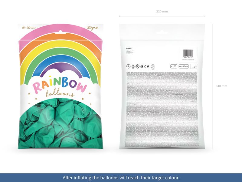 Balony Rainbow 30cm pastelowe, mięta – opakowanie 100 sztuk