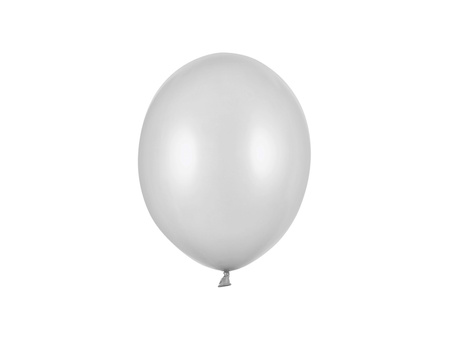 Balony Strong 23cm, Metallic Silver Snow (1 op. / 100 szt.)