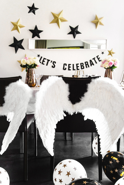 Balony 30cm Gwiazdki Pastel Black - zbliżenie na nadruk