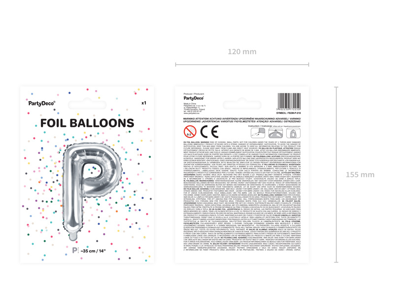 Balon foliowy litera P srebrny 35 cm - zdjęcie 3