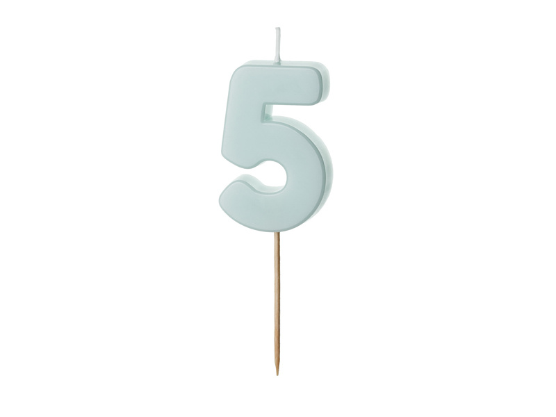 Świeczka urodzinowa Cyferka 5 jasny niebieski