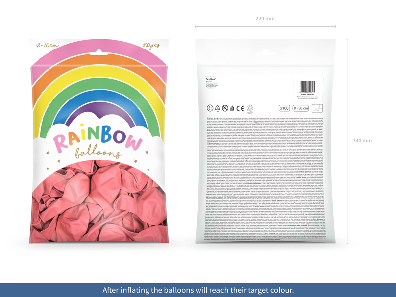 Balony Rainbow 30cm pastelowe różowy - zdjęcie 3