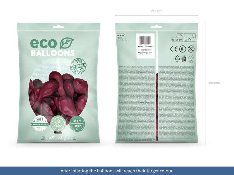 Balony Eco 30cm pastelowe bordo - opakowanie 100 sztuk