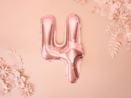 Balon foliowy Cyfra ''4'', 35cm, różowe złoto