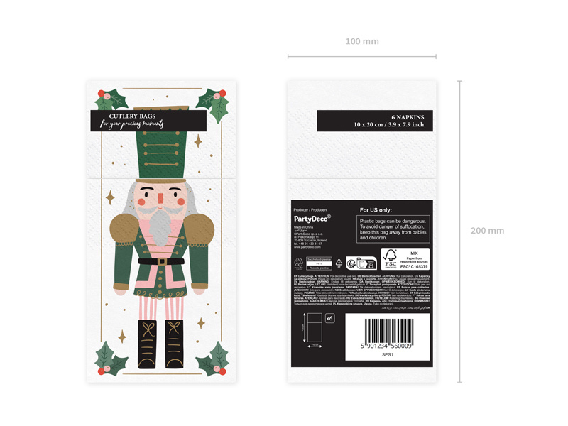 Kieszonka na sztućce Dziadek do orzechów - różne wzory