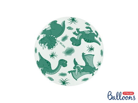 Balony 30cm, Dinozaury, Pastel Pure White (1 op. / 50 szt.)