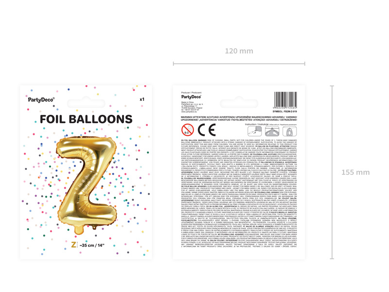 Balon foliowy litera Z złoty 35cm - zdjęcie 3