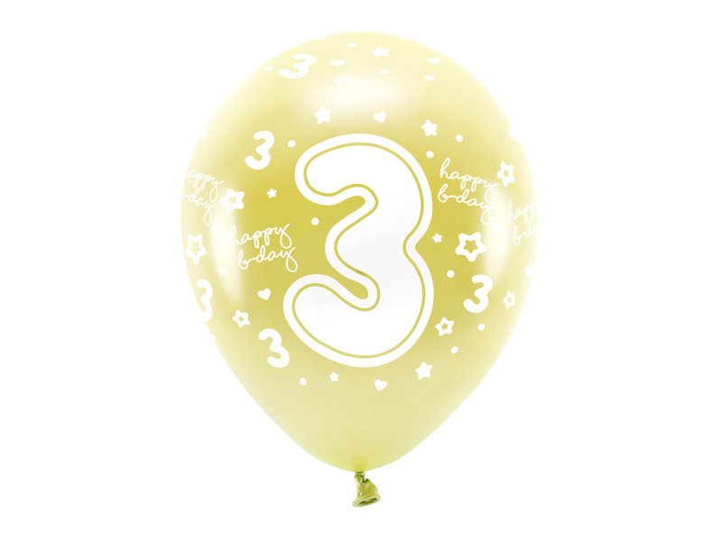 Balony Eco Cyfra 3 jasny złoty