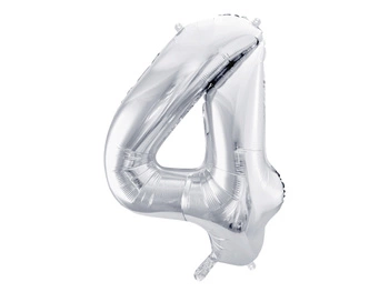Balon foliowy Cyfra ''4'', 86cm, srebrny