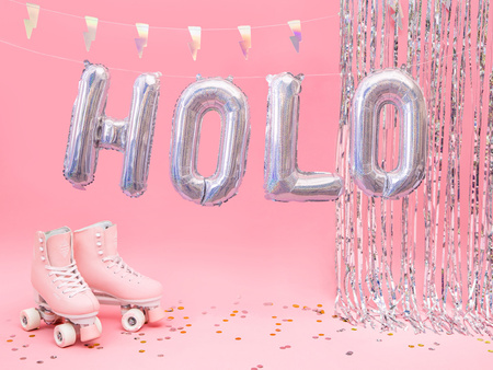 Balon foliowy Litera ''O'', 35cm, holograficzny