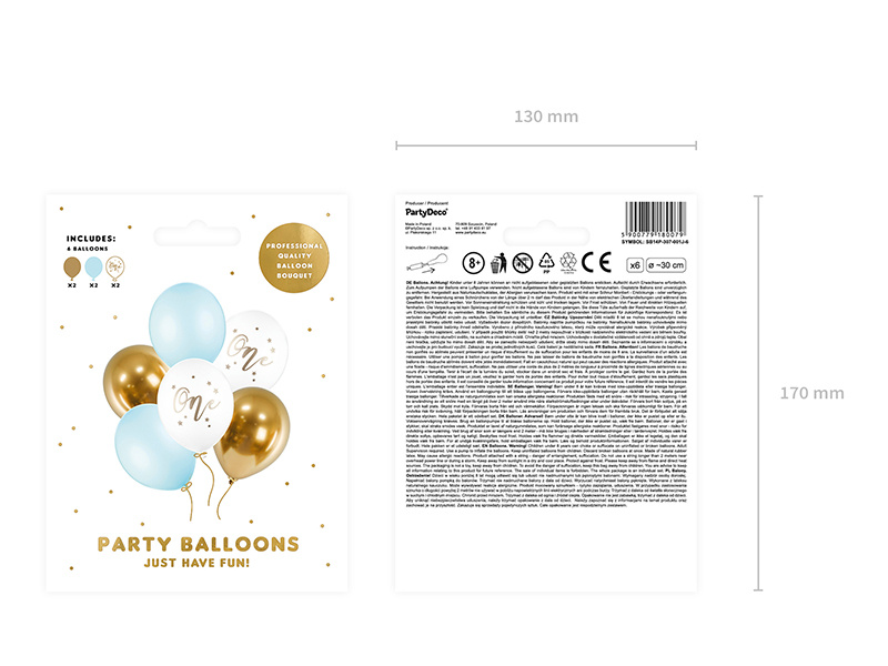 Balony One Pastel Light Blue – detale nadruku i kolorystyki