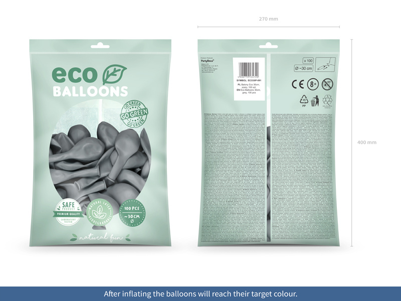 Balony Eco 30cm pastelowe szary – widok opakowania