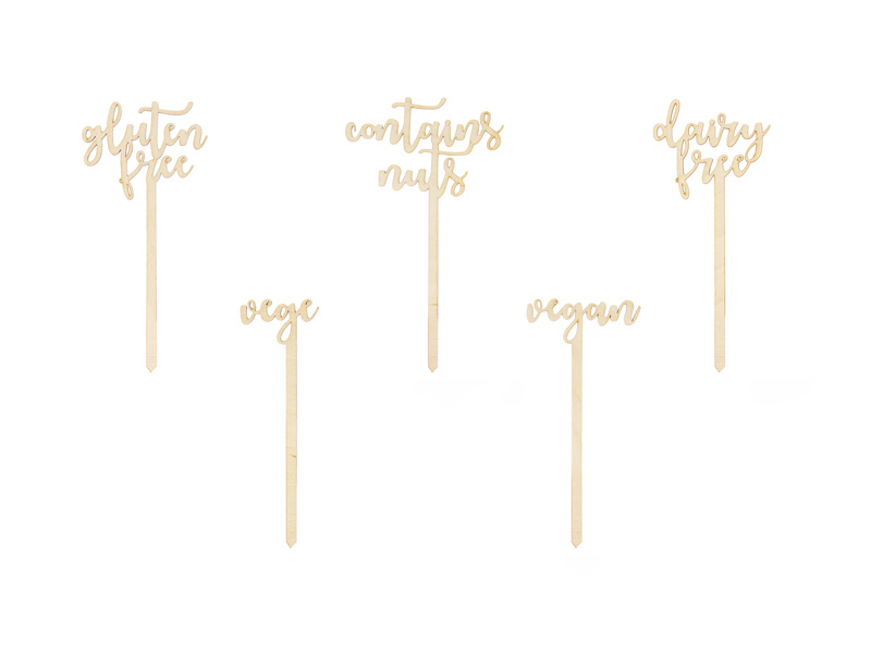 Toppery na słodki stół – zestaw drewnianych topperów