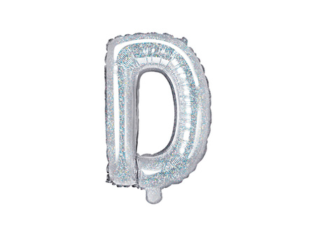 Balon foliowy Litera ''D'', 35cm, holograficzny