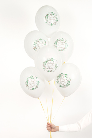 Balony 30 cm, Pierwsza Komunia Święta, Pastel White (1 op. / 6 szt.)